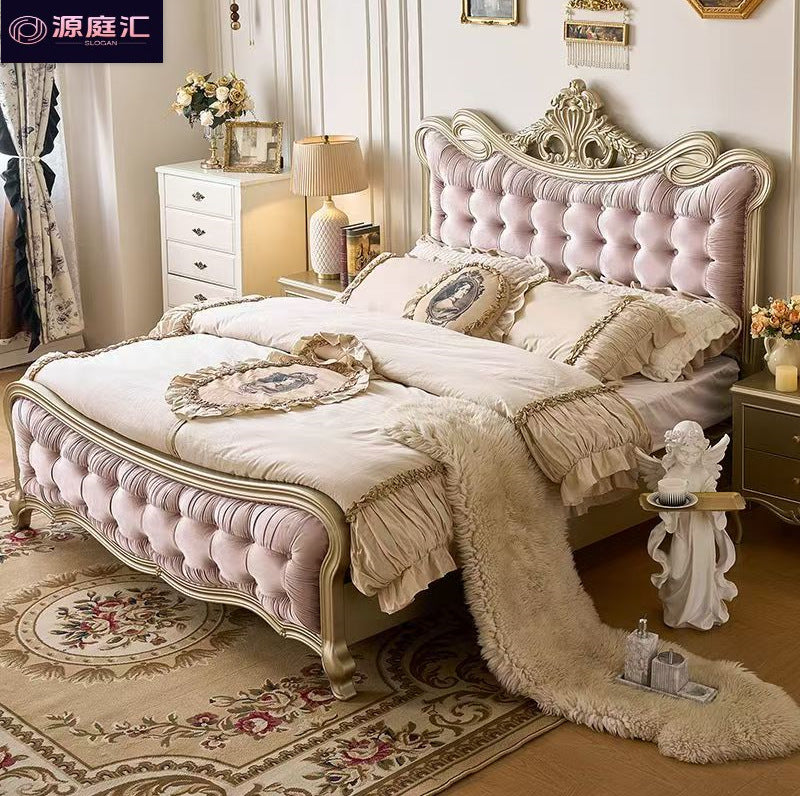 American light luxury solid wood bed for homefrench soft back princess bed high-end luxury wedding bed storage storage master bedroom large bed