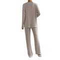 two-piece set for women,  autumn new collection: stylish and casual straight-leg pants with a chic, loose-fit v-neck ribbed knit top