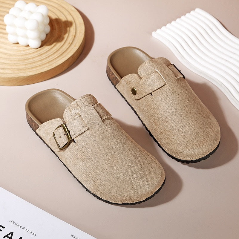 2025 new berkenstock women's outdoor korean style half-slipper thick-soled birkenstock slip-on lazy closed-toe slippers wholesale