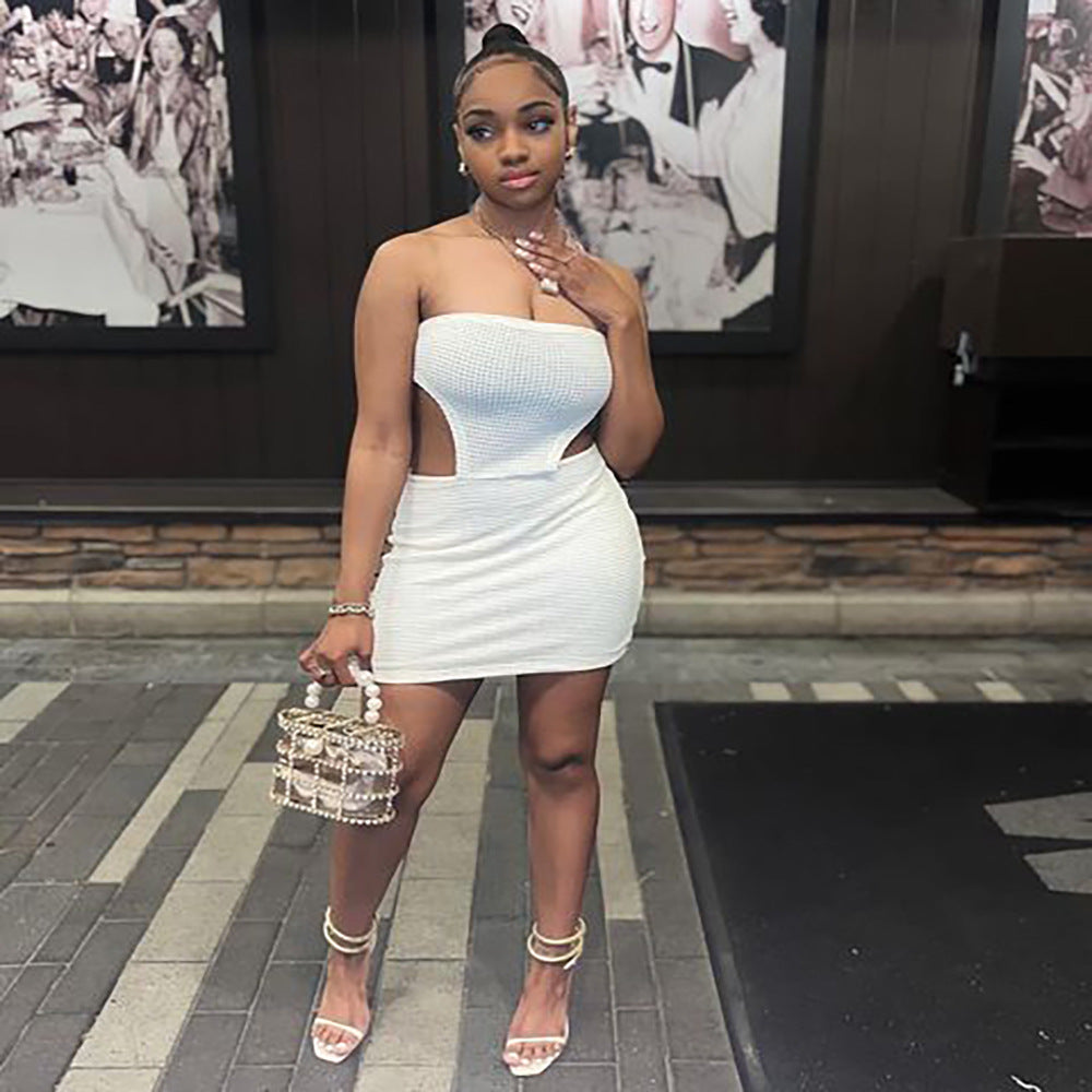 European and american cross-border women's fashion:  autumn  street style sexy off-the-shoulder mini dress