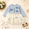 Sweet bowknot girls' dress - new mesh collection for autumn  - sweet mesh princess dress for baby girls