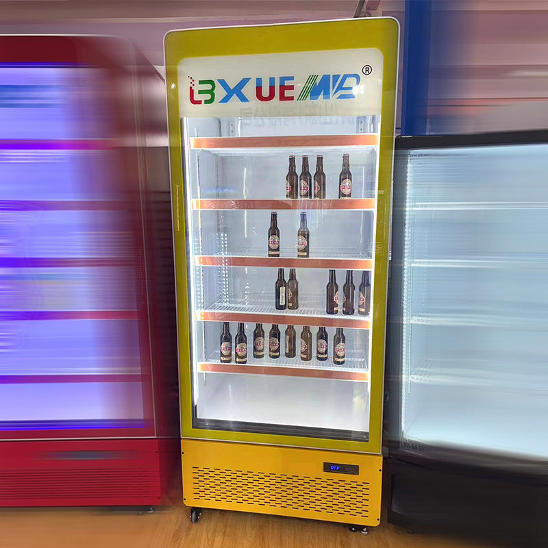 Large single door beer cabinet bar refrigerated display cabinet commercial refrigerator supermarket fresh-keeping cabinet freezer beverage cabinet quick cooling