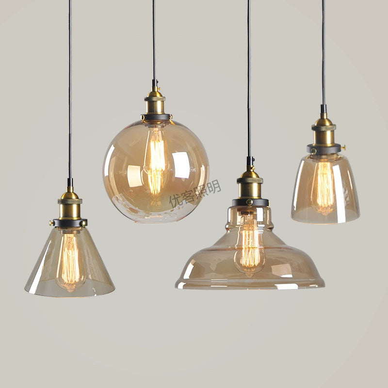 American glass chandelier wabi-sabi glass lamp banquet triangle ball small hat glass lamp restaurant chandelier