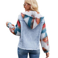 European and american cross-border e-commerce women's apparel:  independent store autumn new arrival - washed color block long sleeve denim jacket top