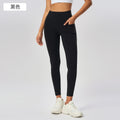 Naked yoga nine-point pants high waist hip belt flap pocket pants tight sports pants elastic tummy control fitness pants women d25036