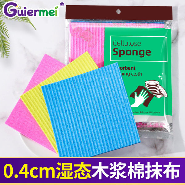 Wood pulp cotton rag absorbs water, does not shed hair, dishcloth does not stick oil, kitchen special dishtowel, household oil removal and easy cleaning