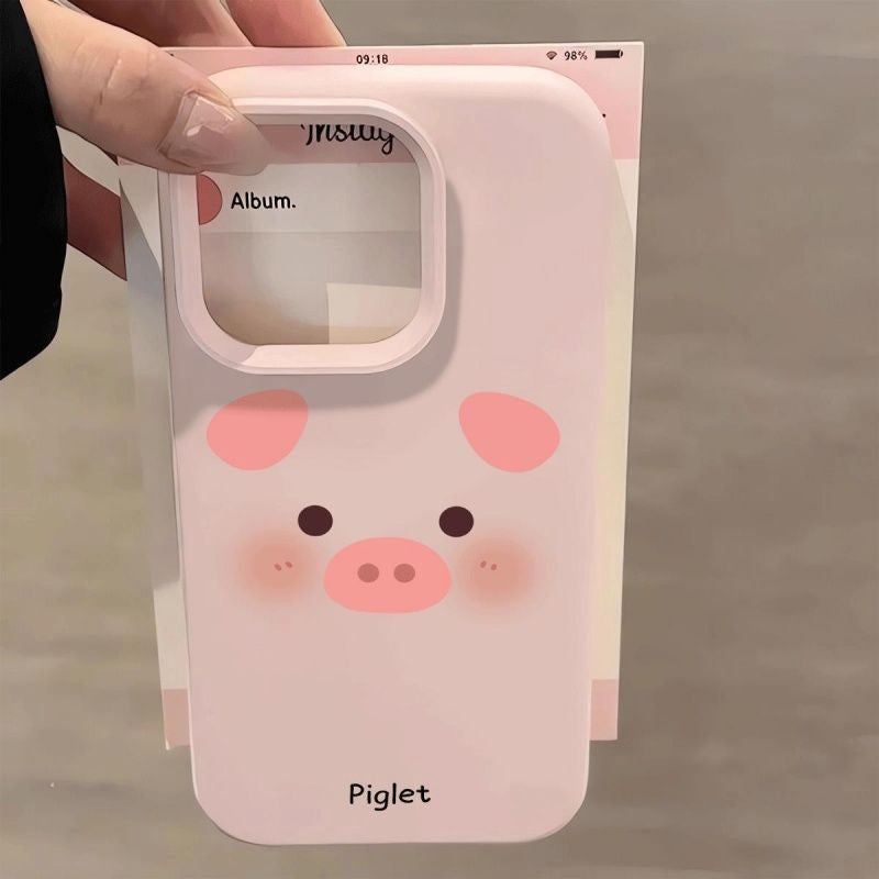 Blush pink piggy print case for apple 17 pro, korean style iphone 16/15 phone cover