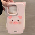 Blush pink piggy print case for apple 17 pro, korean style iphone 16/15 phone cover