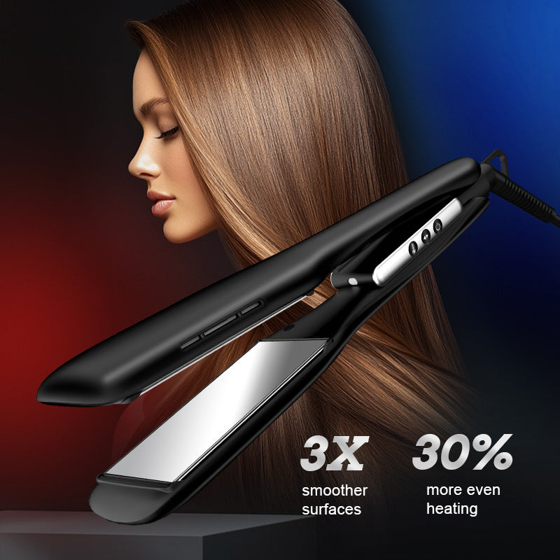 Cross-border new splint LCD temperature control wide hair straightener Negative ion straight plate clip Dormitory curling and straightening dual-purpose curling iron