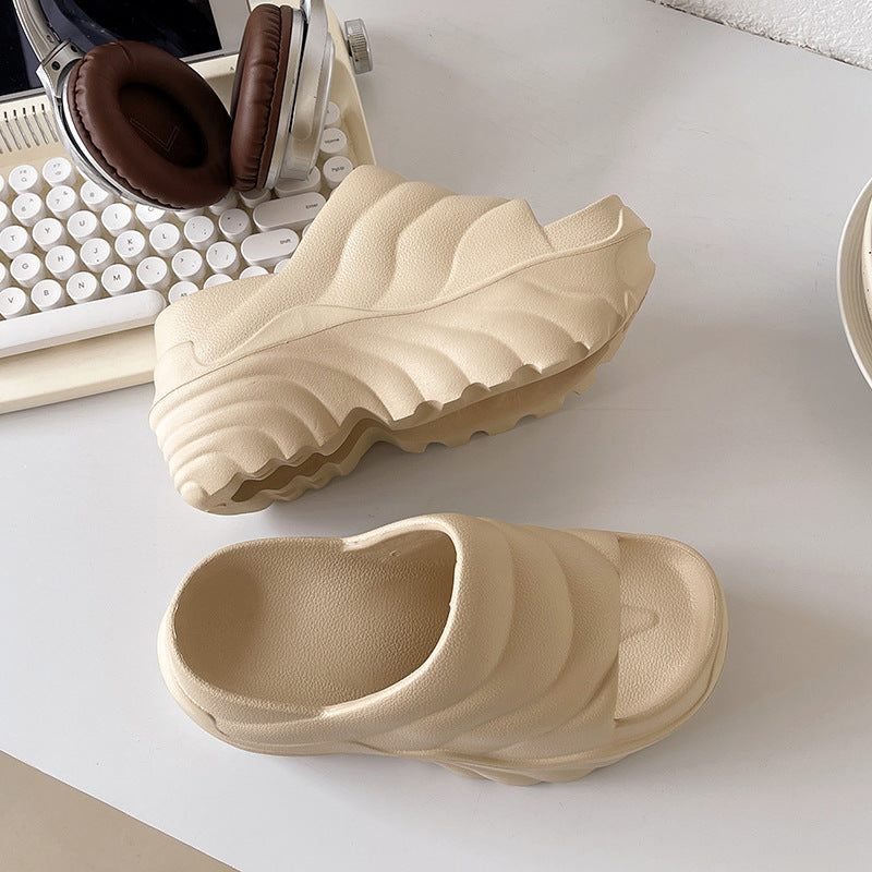 2025 new eva high heel slippers, fashionable chunky sole trendy slippers, 10cm women's slippers for outdoor wear, in-stock ins style