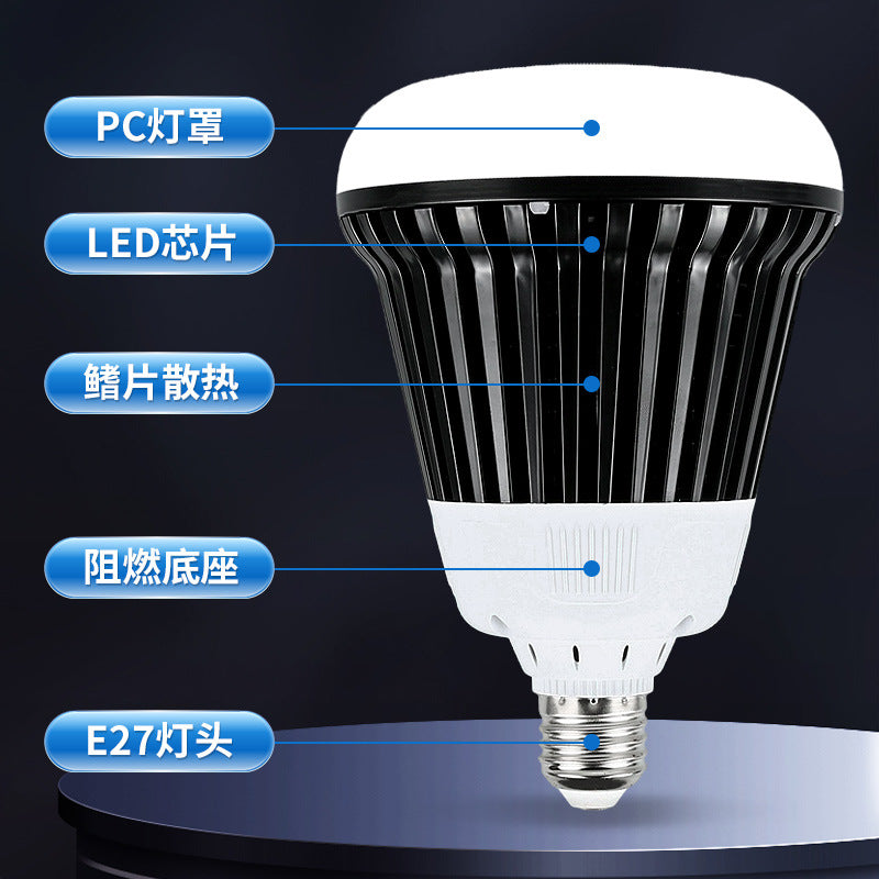 LED high power light bulb gold pier pier black aluminum fin ball bulb factory warehouse permanent lighting e27 screw light bulb