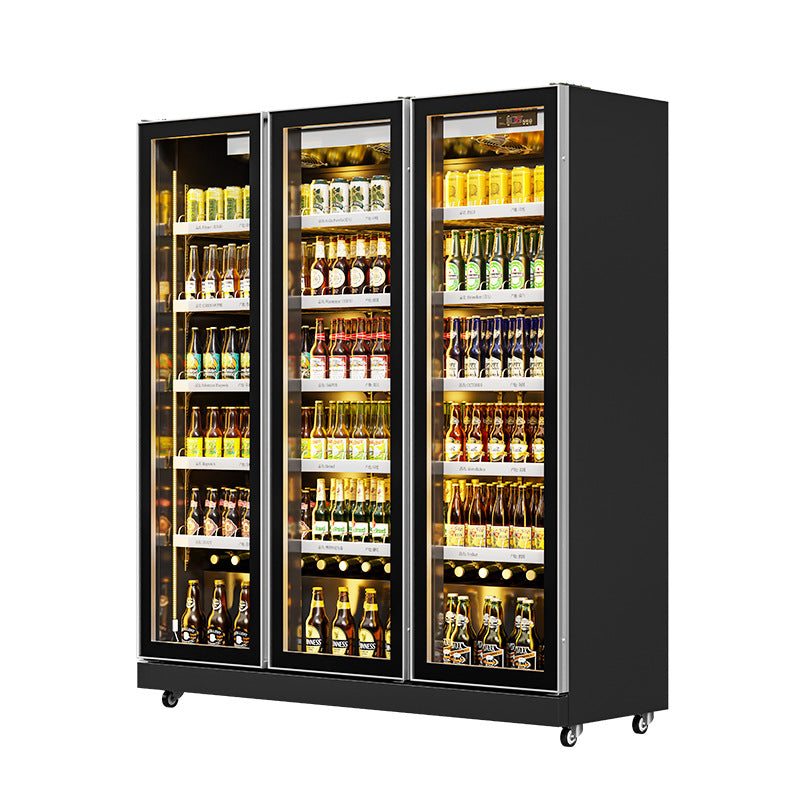 Hual beer refrigerated cabinet supermarket freezer commercial four-door vertical display fruit fresh-keeping cabinet convenience store beverage cabinet
