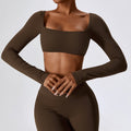 European and american sexy nude feel long sleeve yoga top outdoor running sports t-shirt quick-dry compression fitness shirt 8232