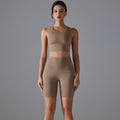 New high-waisted, butt-lifting, antibacterial yoga shorts - barely-there feel, sports bra, and quick-dry running & yoga set for women