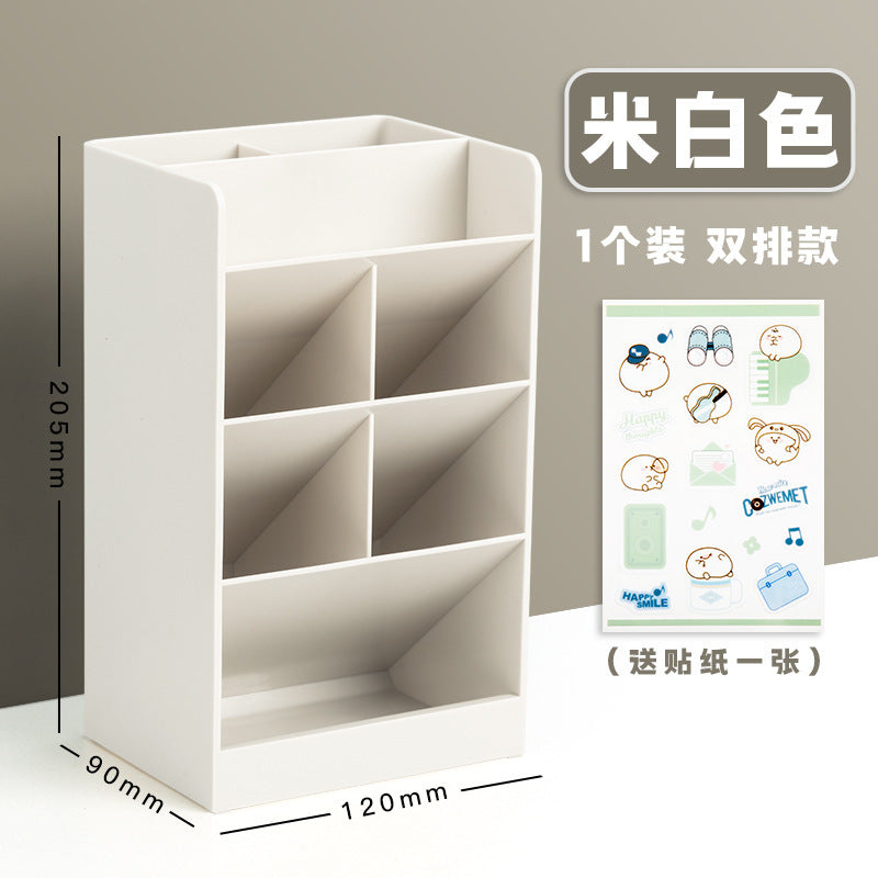 Deli Stationery Student Multi-layer Pen Holder Plastic Pen Holder Metal Grid Pen Holder Combination Storage Box Pen Insert