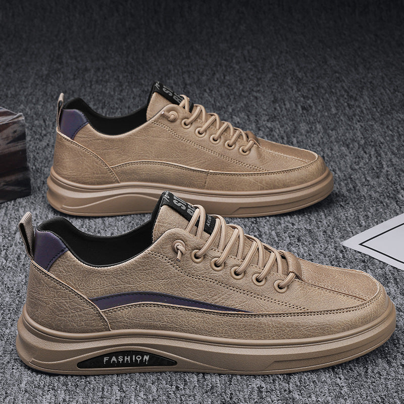 Spring men's shoes 2026 new men's sports casual leather shoes student board shoes black autumn and winter chef labor protection shoes men