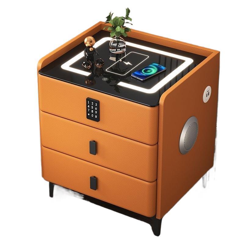 Smart nightstand modern bedroom home light luxury minimalist smart wireless charging multifunctional fingerprint lock practical cabinet