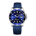 4074-blue silicone band with silver shell and blue surface