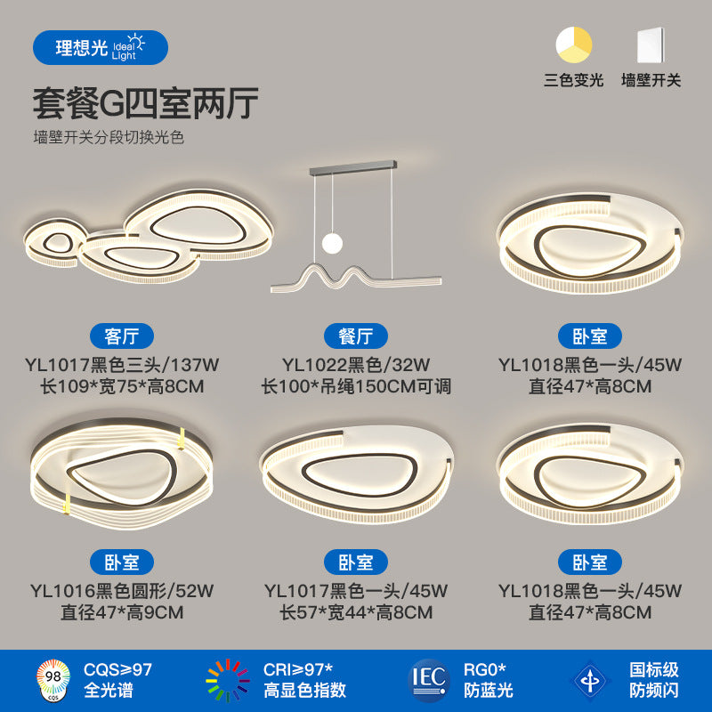 Living room ceiling light modern simple atmosphere creative pebble shape full spectrum lighting whole house package combination