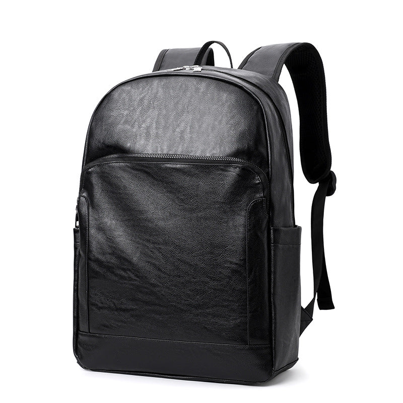 New multi-compartment men's PU leather backpack business fashion large capacity computer backpack travel backpack multi-function