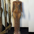 supply custom high-end rhinestone mesh elastic european and american african sexy slim dress in stock