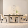 Black rock slab rectangular dining table and chair set - new italian style combination for small spaces - modern minimalist home dining table