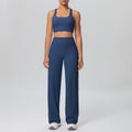 Casual outerwear sexy back yoga wear high waist wide leg straight-legpantssuit running training fitness sportswear