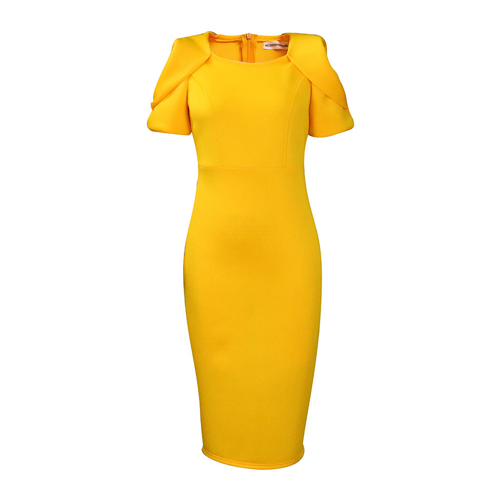 D289 european and american clothing  summer new independent station plus size women's clothing hip covering ol elegant commuting export dress