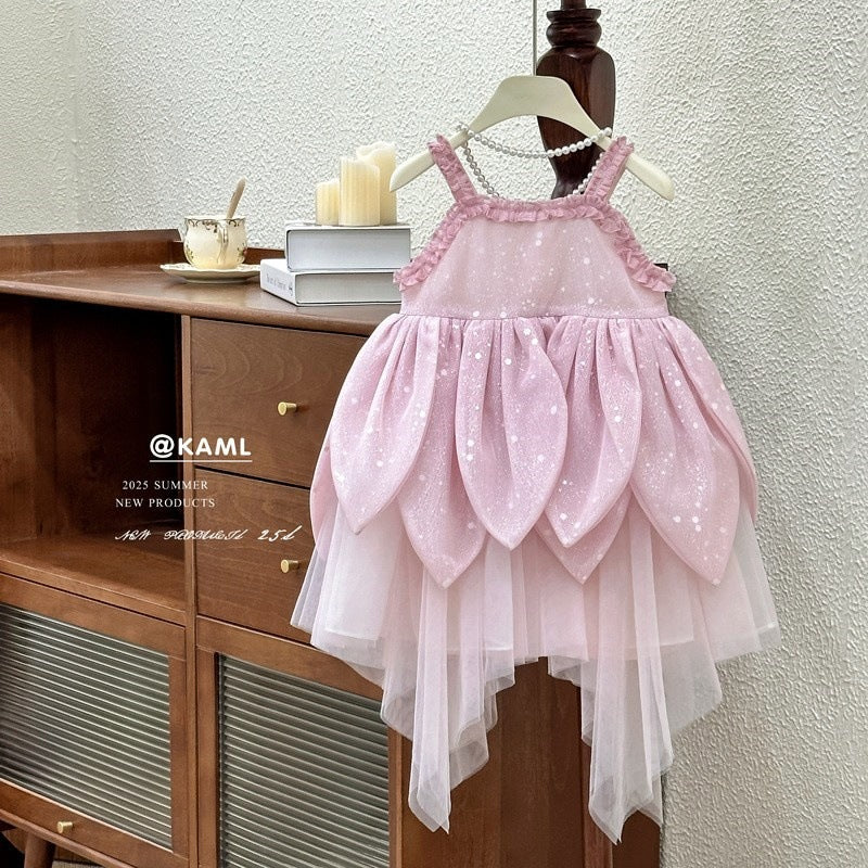 summer girls' dress - petal hem floral fairy princess sundress - super cute princess dress - clearance sale on limited sizes