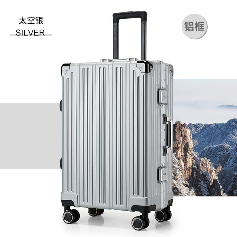 Guangludi uses an aluminum frame suitcase of AE8 thousand materials, which can travel as, and the password box bag is simple.