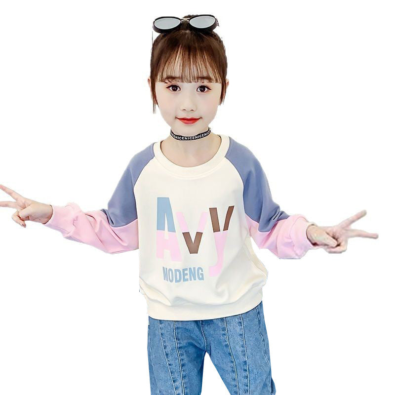 Girls' korean style sweatshirt -  spring/autumn new collection - casual base layer top for mid-to-large sized girls - cute long-sleeved top