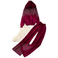 Relaxed and lazy style sweater suit women's autumloose hooded hot diamond knittingtopshigh waistloosestraight-leg pants