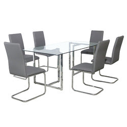 Modern minimalist glass dining table and chair set with backrests - export quality, complete table and chair set, one table and four chairs