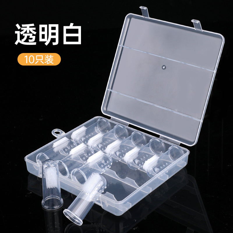 Boxed baby thumb cover toothbrush, silicone baby teeth brush, finger cover toothbrush, baby tongue coating cleaning brush, ten packs.