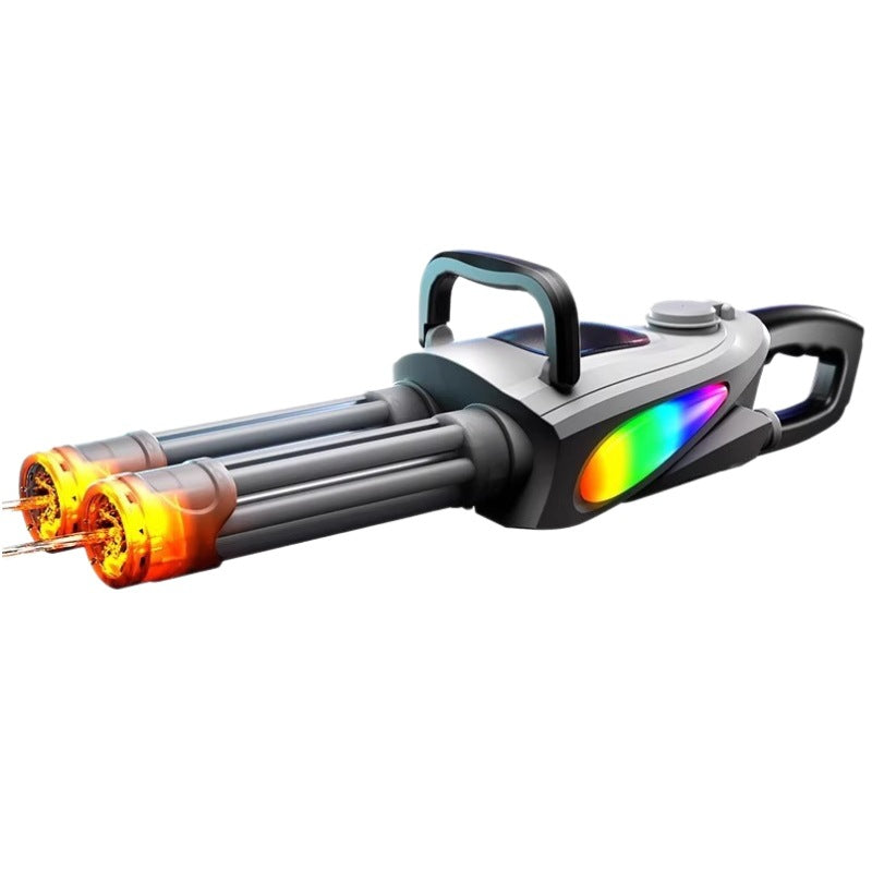 Boys' electric gatling water gun - cool lights, rotating dual-barrel, continuous fire - kids' summer water fight toy