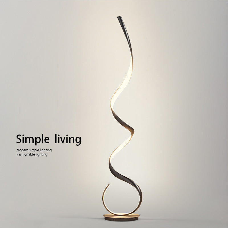 Floor lamp, minimalist design, scandinavian style, next to the sofa in the living room, popular corner wave atmosphere line lamp, full spectrum