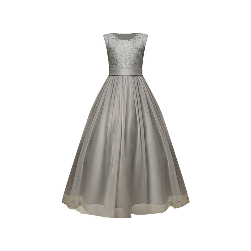 Amazon custom girls' long formal dress - host, runway, performance, kids' party, banquet, evening gown - new european and american style