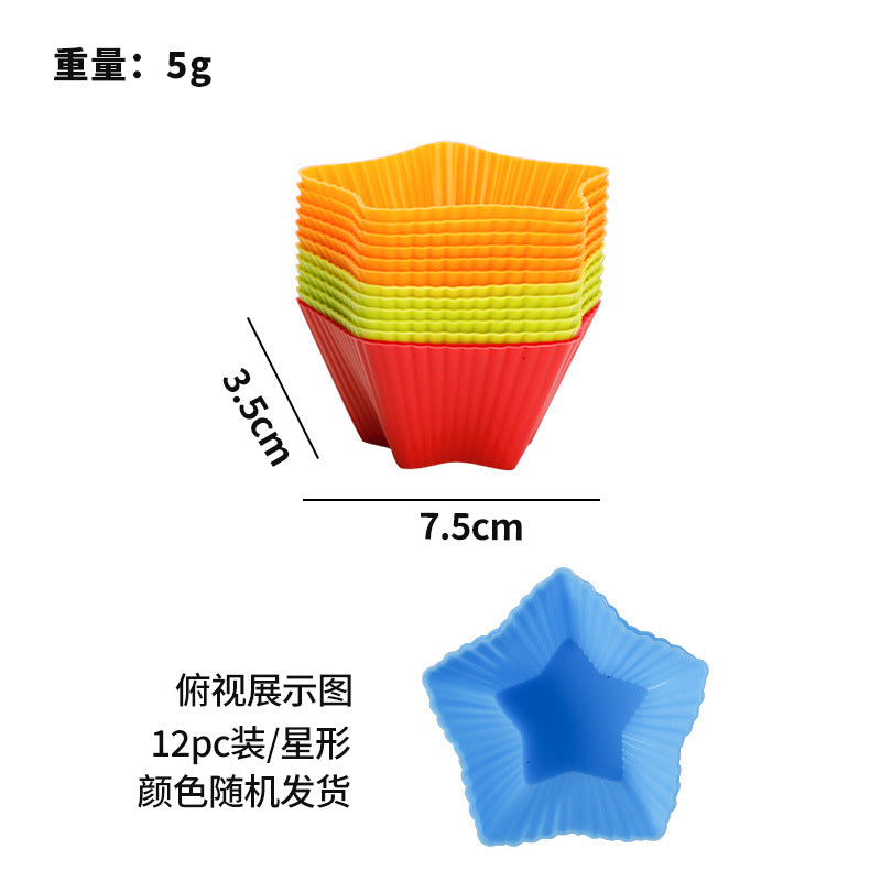 silicone muffin cups baking diy tools - round & heart-shaped cake cup molds - high-temperature resistant silicone cake cups