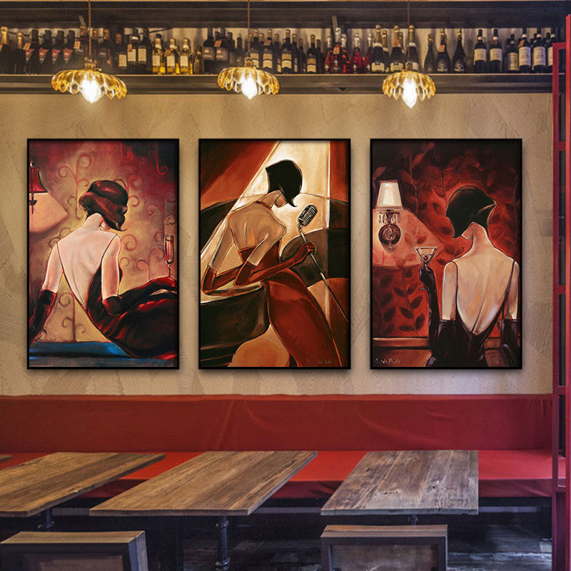Bar decorative painting industrial style retro beautiful woman ktv box dance hall clear bar background wall painting creative painting