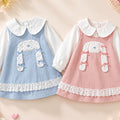 Girls' dress - spring/autumn  new collection - baby girl faux two-piece doll collar princess dress - stylish bunny dress for toddlers