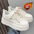 Thick solewhite shoes women's 2026 autumn winter new arrivaleasiest for matchheight increasing sneakers women's fleece-linedcasual sports shoes