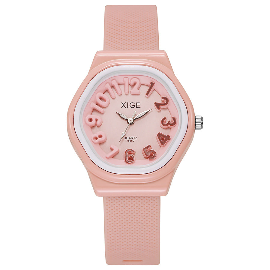 New candy-colored silicone strap waterproof women's watch student watch dopamine color block quartz watch - wholesale from manufacturer