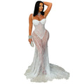 C7520 cross-border   fashion women's sexy lace-trimmed see-through slip dress