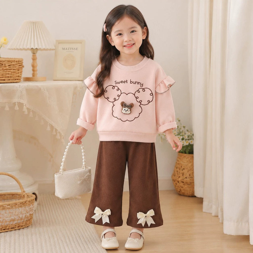 Girls' spring/autumn two-piece outfit set - stylish and trendy kids' spring clothes for 1-2 year old baby girls
