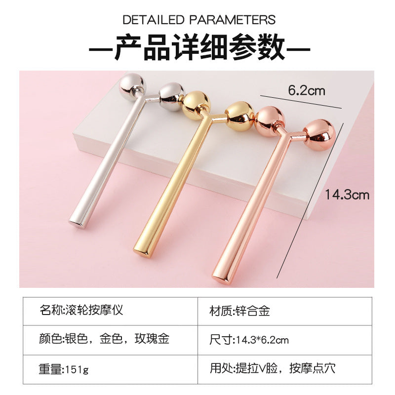 Factory direct zinc alloy roller massager - manual facial lifting & firming v-line beauty massage tool