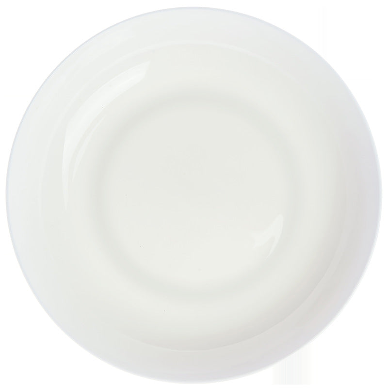 Ceramic white 8inch deep plate 10 pack bone china underglaze color vegetable plate for home round plate rice plate soup plate deep vegetable plate