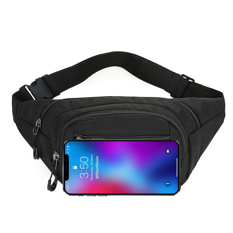 Cross-border large-capacity sports shoulder bag, new anti-theft running fanny pack, multi-functional mobile phone Oxford cloth messenger bag