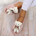 2024new arrival cotton slippers familywinterfor home one word heattech home stuffed slippers cartoon home slippers for women