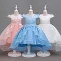 export girls' dresses, train skirts, flower girl wedding dresses, princess dresses, in-stock wholesale children's dresses, short-sleeve style