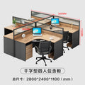Natural wood color "dry" shaped desk with cabinet, four-seater (includes delivery)
